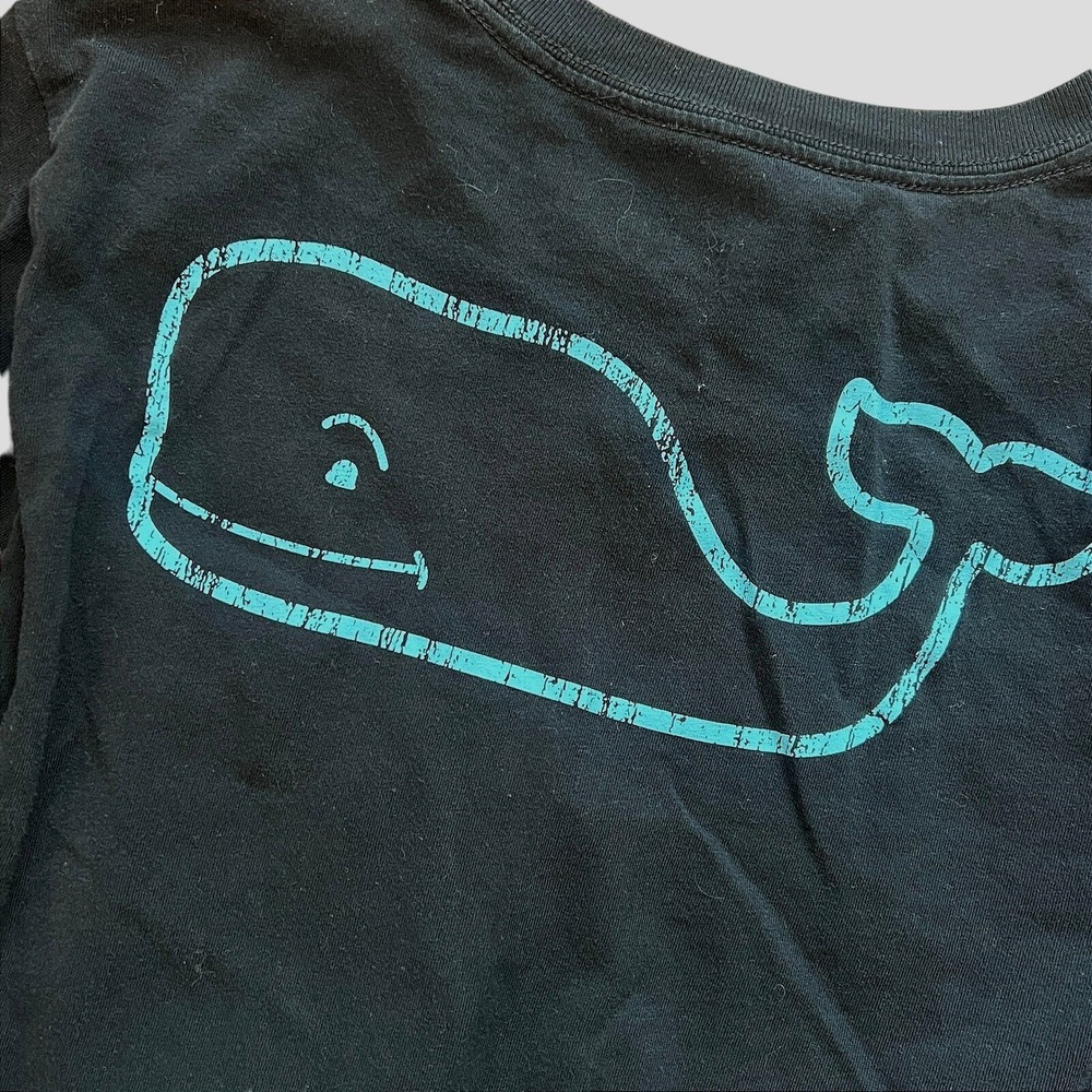 Vineyard Vines Kids M 12/14 Long Sleeve Graphic Neon Whale Logo Black‎